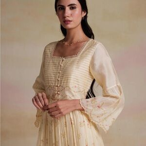 Elegant Cream Floral Dress